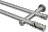 10194212-XX3339 Gardinenstange Metall 20 mm Ø 2-läufig PLATON - Zoena Silbergrau / Edelstahl-Optik (ohne Ringe)