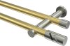 10194212-XX3839 Gardinenstange Messing-Optik / Edelstahl-Optik 20 mm Ø 2-läufig PLATON - Zoena (ohne Ringe)