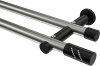 10194212-XX3929 Gardinenstange Metall 20 mm Ø 2-läufig PLATON - Zoena Edelstahl-Optik / Schwarz (ohne Ringe)