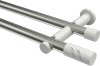 10194212-XX3932 Gardinenstange Metall 20 mm Ø 2-läufig PLATON - Zoena Edelstahl-Optik / Weiß (ohne Ringe)