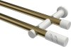 10194212-XX9532 Gardinenstange Metall 20 mm Ø 2-läufig PLATON - Zoena Messing Antik / Weiß (ohne Ringe)
