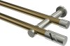 10194212-XX9539 Gardinenstange Metall 20 mm Ø 2-läufig PLATON - Zoena Messing Antik / Edelstahl-Optik (ohne Ringe)
