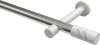 10194225-XX3932 Gardinenstange Metall 20 mm Ø PRESTIGE - Zoena Edelstahl-Optik / Weiß (ohne Ringe)