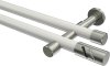 10194226-103239 Gardinenstange Metall 20 mm Ø 2-läufig PRESTIGE - Zoena Weiß / Edelstahl-Optik (ohne Ringe)