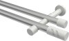 10194226-103332 Gardinenstange Metall 20 mm Ø 2-läufig PRESTIGE - Zoena Silbergrau / Weiß (ohne Ringe)