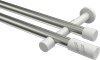 10194226-XX3932 Gardinenstange Metall 20 mm Ø 2-läufig PRESTIGE - Zoena Edelstahl-Optik / Weiß (ohne Ringe)