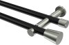 10194612-XX2939 Gardinenstange Metall 20 mm Ø 2-läufig PLATON - Sitra Schwarz / Edelstahl-Optik (ohne Ringe)
