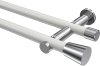 10194612-XX3212 Gardinenstange Metall 20 mm Ø 2-läufig PLATON - Sitra Weiß / Chrom (ohne Ringe)