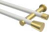 10194612-XX3238 Gardinenstange Metall 20 mm Ø 2-läufig PLATON - Sitra Weiß / Messing-Optik (ohne Ringe)