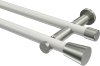 10194612-103239 Gardinenstange Metall 20 mm Ø 2-läufig PLATON - Sitra Weiß / Edelstahl-Optik (ohne Ringe)