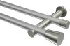 10194612-XX3339 Gardinenstange Metall 20 mm Ø 2-läufig PLATON - Sitra Silbergrau / Edelstahl-Optik (ohne Ringe)