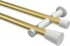 10194612-XX3832 Gardinenstange Metall 20 mm Ø 2-läufig PLATON - Sitra Messing-Optik / Weiß (ohne Ringe)