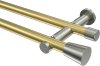 10194612-XX3839 Gardinenstange Messing-Optik / Edelstahl-Optik 20 mm Ø 2-läufig PLATON - Sitra (ohne Ringe)
