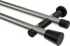 10194612-XX3929 Gardinenstange Metall 20 mm Ø 2-läufig PLATON - Sitra Edelstahl-Optik / Schwarz (ohne Ringe)