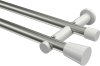10194612-XX3932 Gardinenstange Metall 20 mm Ø 2-läufig PLATON - Sitra Edelstahl-Optik / Weiß (ohne Ringe)