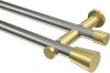 10194612-XX3938 Gardinenstange Edelstahl-Optik / Messing-Optik 20 mm Ø 2-läufig PLATON - Sitra (ohne Ringe)