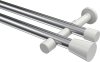 10194626-101232 Gardinenstange Metall 20 mm Ø 2-läufig PRESTIGE - Sitra Chrom / Weiß (ohne Ringe)