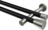 10194626-XX2939 Gardinenstange Metall 20 mm Ø 2-läufig PRESTIGE - Sitra Schwarz / Edelstahl-Optik (ohne Ringe)