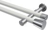10194626-XX3212 Gardinenstange Metall 20 mm Ø 2-läufig PRESTIGE - Sitra Weiß / Chrom (ohne Ringe)