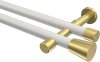 10194626-XX3238 Gardinenstange Metall 20 mm Ø 2-läufig PRESTIGE - Sitra Weiß / Messing-Optik (ohne Ringe)