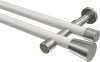10194626-103239 Gardinenstange Metall 20 mm Ø 2-läufig PRESTIGE - Sitra Weiß / Edelstahl-Optik (ohne Ringe)