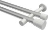 10194626-XX3332 Gardinenstange Metall 20 mm Ø 2-läufig PRESTIGE - Sitra Silbergrau / Weiß (ohne Ringe)
