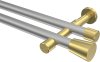 10194626-XX3338 Gardinenstange Metall 20 mm Ø 2-läufig PRESTIGE - Sitra Silbergrau / Messing-Optik (ohne Ringe)