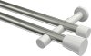 10194626-XX3932 Gardinenstange Metall 20 mm Ø 2-läufig PRESTIGE - Sitra Edelstahl-Optik / Weiß (ohne Ringe)