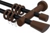 10200328-102919 Gardinenstange Metall / Holz 20 mm Ø 2-läufig TALENA - Bero Schwarz / Nussbaum lackiert