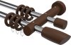 10200428-101219 Gardinenstange Metall / Holz 20 mm Ø 2-läufig TALENA - Etta Chrom / Nussbaum lackiert