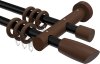 10200428-102919 Gardinenstange Metall / Holz 20 mm Ø 2-läufig TALENA - Etta Schwarz / Nussbaum lackiert