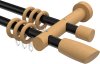 10200428-102930 Gardinenstange Metall / Holz 20 mm Ø 2-läufig TALENA - Etta Schwarz / Buche lackiert
