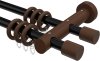 10200528-102919 Gardinenstange Metall / Holz 20 mm Ø 2-läufig TALENA - Feta Schwarz / Nussbaum lackiert