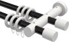 10200528-102932 Gardinenstange Metall / Holz 20 mm Ø 2-läufig TALENA - Feta Schwarz / Weiß lackiert