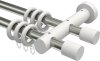 10200528-103932 Gardinenstange Metall / Holz 20 mm Ø 2-läufig TALENA - Feta Edelstahl-Optik / Weiß lackiert