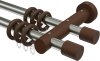 Vorschau Gardinenstange Edelstahl / Holz Nussbaum lackiert 20 mm Ø 2-läufig TALENA - Feta