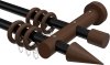 10201428-102919 Gardinenstange Metall / Holz 20 mm Ø 2-läufig TALENA - Siveo Schwarz / Nussbaum lackiert
