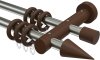 Vorschau Gardinenstange Edelstahl / Holz Nussbaum lackiert 20 mm Ø 2-läufig TALENA - Siveo