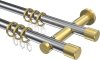 10203112-XX1238 Gardinenstange Metall 20 mm Ø 2-läufig PLATON - Santo Chrom / Messing-Optik