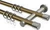10203112-XX9539 Gardinenstange Metall 20 mm Ø 2-läufig PLATON - Santo Messing Antik / Edelstahl-Optik