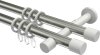 10203126-103932 Gardinenstange Metall 20 mm Ø 2-läufig PRESTIGE - Santo Edelstahl-Optik / Weiß