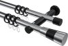 10203312-101229 Gardinenstange Metall 20 mm Ø 2-läufig PLATON - Tanara Chrom / Schwarz