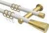10203312-XX3238 Gardinenstange Metall 20 mm Ø 2-läufig PLATON - Tanara Weiß / Messing-Optik