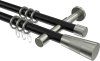 10203326-102939 Gardinenstange Metall 20 mm Ø 2-läufig PRESTIGE - Tanara Schwarz / Edelstahl-Optik