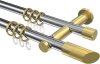 10203412-XX1238 Gardinenstange Metall 20 mm Ø 2-läufig PLATON - Verano Chrom / Messing-Optik