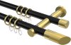 10203412-XX2938 Gardinenstange Metall 20 mm Ø 2-läufig PLATON - Verano Schwarz / Messing-Optik