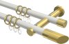 10203412-XX3238 Gardinenstange Metall 20 mm Ø 2-läufig PLATON - Verano Weiß / Messing-Optik