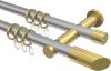 10203412-XX3338 Gardinenstange Metall 20 mm Ø 2-läufig PLATON - Verano Silbergrau / Messing-Optik