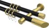 10203426-102938 Gardinenstange Metall 20 mm Ø 2-läufig PRESTIGE - Verano Schwarz / Messing-Optik