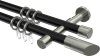 10203426-102939 Gardinenstange Metall 20 mm Ø 2-läufig PRESTIGE - Verano Schwarz / Edelstahl-Optik